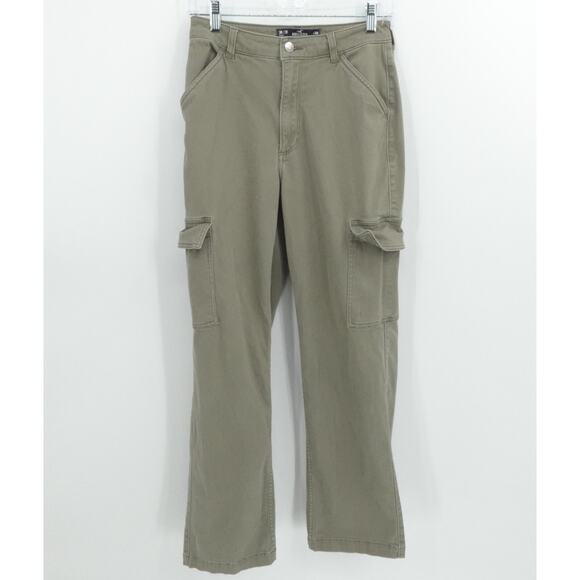 Hollister Pants Womens 26R Green Cargo Boot Cut Utility Gorp Pockets Stretch - Picture 1 of 12